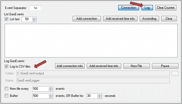 GeoEvent Logger Log to CSV files option