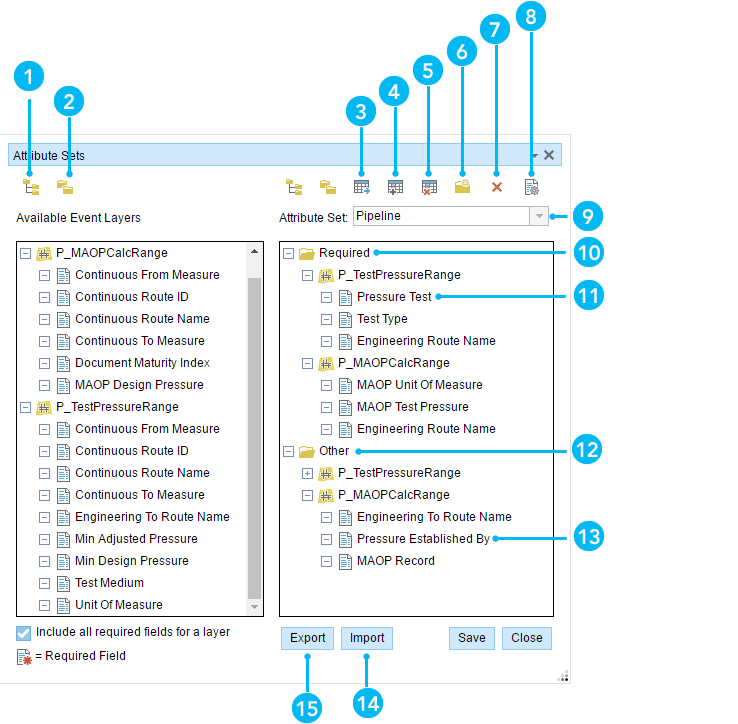 Attribute sets in the Event Editor